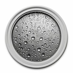 a close up of a metal sink with water droplets