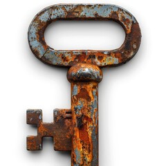a rusty key with a hole in the middle