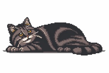 pixel art, illustration of a cat