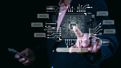Ai technology, Artificial Intelligence. man using technology smart robot AI, artificial...