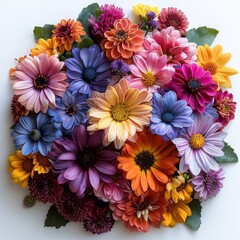 a bunch of colorful flowers arranged in a circle