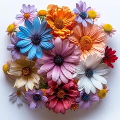 a bunch of colorful flowers arranged in a circle