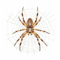 a spider sitting on a web in the middle of a white background