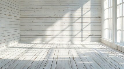 Obraz premium 白い木目の壁とフローリング03