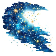 a blue starry sky with stars and a crescent