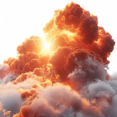 a large cloud of smoke rising into the sky
