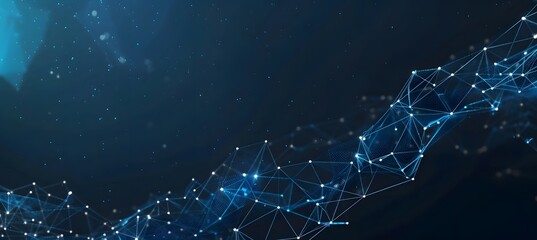 Abstract Digital Background with Low Poly Mesh Lines and Dots