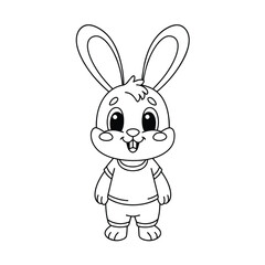 Cute rabbit cartoon coloring page illustration vector. For kids coloring book