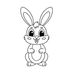 Cute rabbit cartoon coloring page illustration vector. For kids coloring book