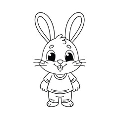 Cute rabbit cartoon coloring page illustration vector. For kids coloring book