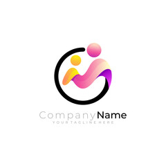 Couple of people logo, unity design template, charity logos