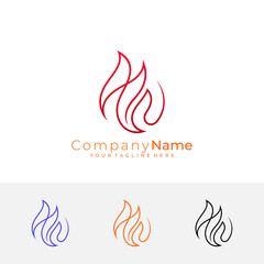 Flame logo with line design vector, line style, fire logos