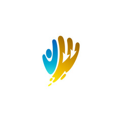 People logo and hand care design social, charity icons