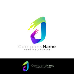 J logo swoosh, Letter J logo template, 3d colorful