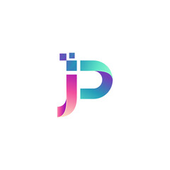 Symbol Letter P logo with pixel design technology, 3d style