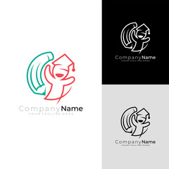 Student logo and pencil design combination, line style, bachelor icon