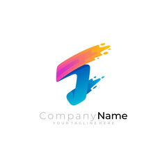 T logo 3d colorful, Letter T logo with swoosh design template