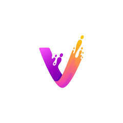 Symbol letter V logo and water swoosh design, 3d colorful style