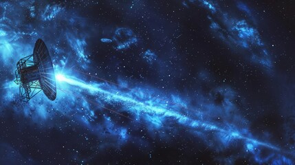 A space observatory detecting radio waves from a pulsar far away,