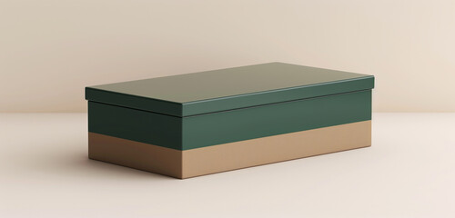 Forest green lid on an emerald green rectangular blank box, set on a neutral base.