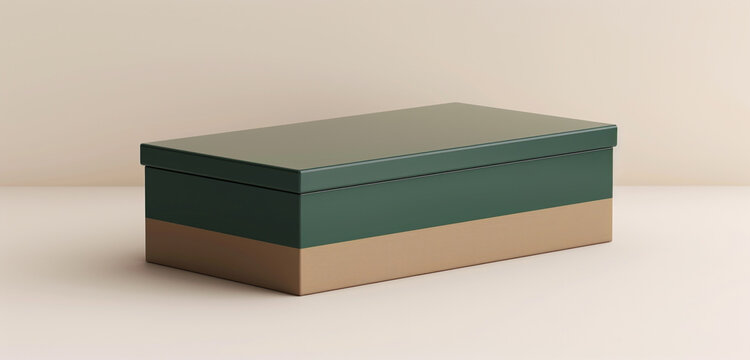 Forest green lid on an emerald green rectangular blank box, set on a neutral base.