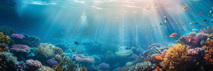 Reef awareness day background concept with copy space area for text. World Oceans Day and World Water Day. Beautiful sea background