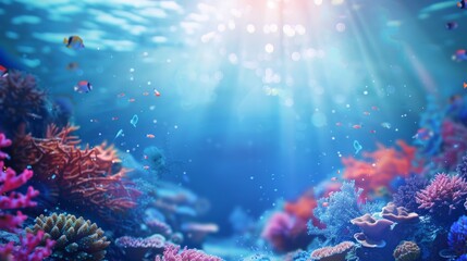 Fototapeta premium Reef awareness day background concept with copy space area for text. World Oceans Day and World Water Day. Beautiful sea background