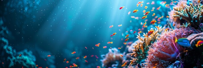 Reef awareness day background concept with copy space area for text. World Oceans Day and World Water Day. Beautiful sea background