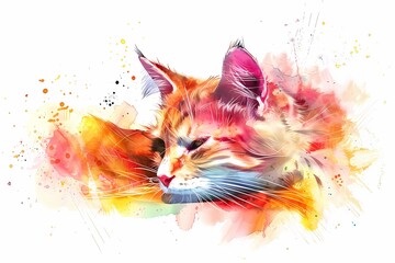 watercolor art. illustration of a cat