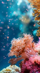 Obraz premium Reef awareness day background concept with copy space area for text. World Oceans Day and World Water Day. Beautiful sea background