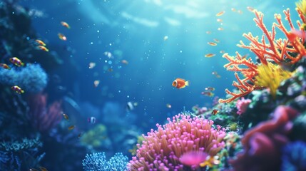 Fototapeta premium Reef awareness day background concept with copy space area for text. World Oceans Day and World Water Day. Beautiful sea background