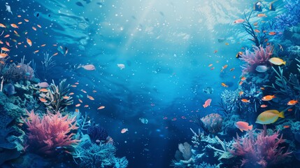 Fototapeta na wymiar Reef awareness day background concept with copy space area for text. World Oceans Day and World Water Day. Beautiful sea background