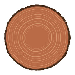 Round slice of a tree with rays on white background, Vector illustration