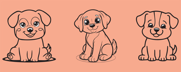Vector Happy Dog Sticker Set