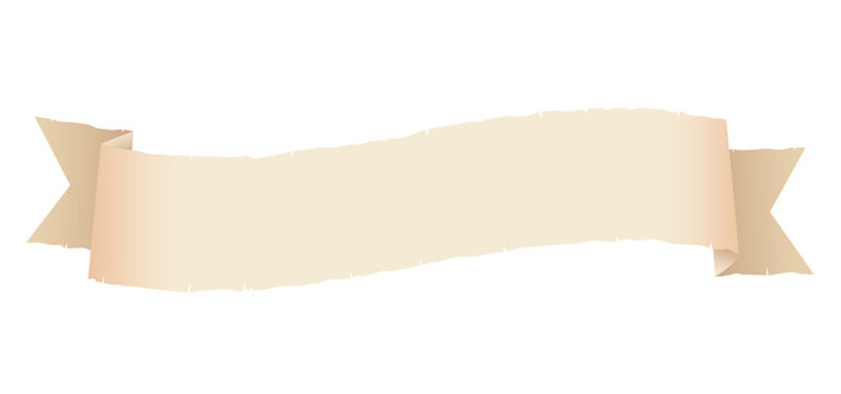 Long stripe template made with ragged parchment on white background, Vector illustration