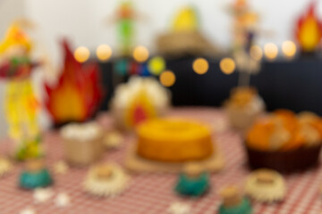 decoração de festa junina desfocada