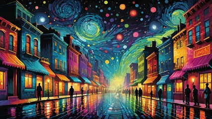 Fototapeta premium Colorful night sky