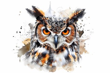 watercolor art. illustration of an owl