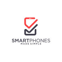 Smartphone check logo vector illustration