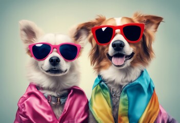 two created technology colourful aring sunglasses clothes collar cute dogs illustration generative ai dog necklace fashion style clothing artificial intelligence