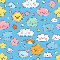 Fototapeta premium seamless pattern with cloud and sky