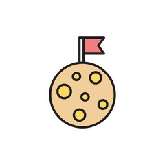 Moon Landing icon design with white background stock illustration