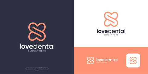 Dental clinic logo icon infinity line art logo design.