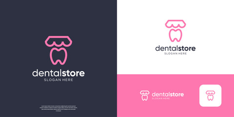Dental store logo icon linear style. Dentistry clinic logo design template.