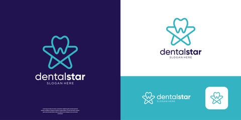 Dental care logo design geometric abstract star logo vector illustration.