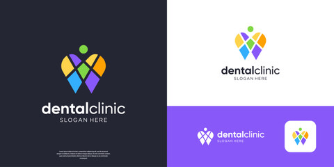 Dental care logo colorful. Geometric dentistry logo design.