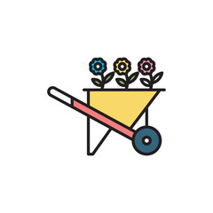 Wheel barrow icon design with white background stock illustration