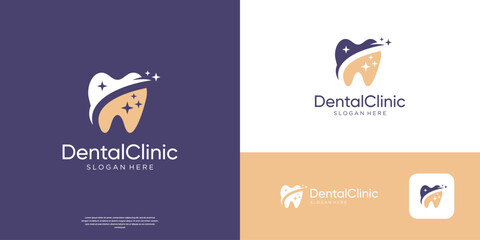 Dental care logo template abstract dentist logo design icon.