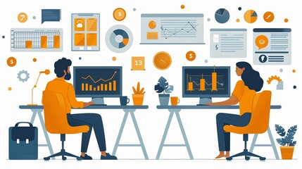 Business concept illustration. Vector illustration of business idea, startup, investment, new technology. Creative concept for web banner, social media banner, business presentation, marketing materia