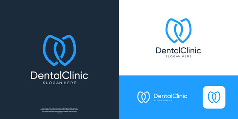 Infinity dental care logo design template. Icon dentistry logo vector illustration elements.